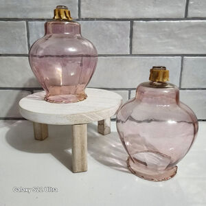 Vintage Home Interiors Celeste Pink Glass Fluted Votive Globes, Set of 2